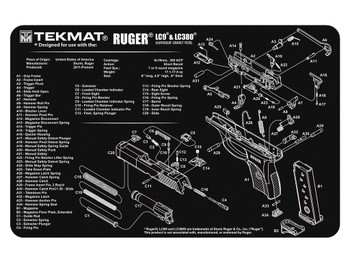 TekMat TEKR17RUGERLC9 Ruger LC9 Cleaning Mat Black/White Rubber 11"x17" Ruger LC9 Parts Diagram