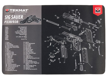 TekMat TEKR17SIGP238 Sig Sauer P238 Cleaning Mat Black/Gray Rubber 11"x17" Sig P238 Parts Diagram