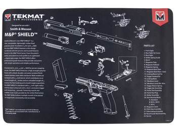 TekMat TEKR17SWMPSHIELD M&P Shield Cleaning Mat Black/Gray Rubber 11"x17" S&W M&P Shield Parts Diagram