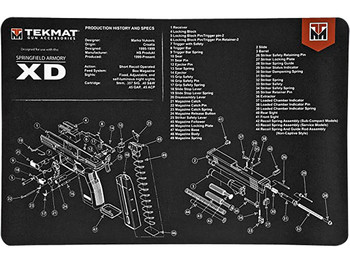 TekMat TEKR17XD Springfield Armory XD Cleaning Mat Black/White Rubber 11"x17" Springfield Armory XD Parts Diagram