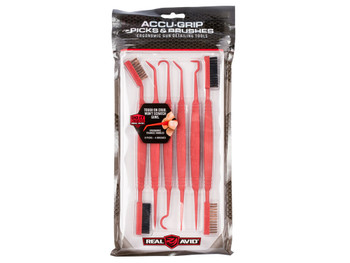 Real Avid AVPBS Accu-Grip Picks & Brushes Rifle/Shotgun Firearm Plastic 8-8.25" Long Resin Bristles 6 Per Pkg
