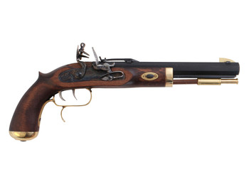 Traditions P1090 Trapper SAO 50 Cal Flintlock 9.75" 1rd Blued Frame & Barrel Hardwood Grip