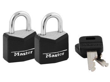Master Lock 121T Padlock Keyed Open With Key Keyed Alike Steel Vinyl-Covered 2 Per Pkg
