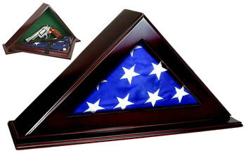 Peace Keeper PFC Patriot Flag Case  Key Entry Mahogany Stain Wood Holds 1 Handgun 22 W x 4.25 D x 11.50 H UPC: 797053001503