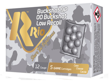 Rio Ammunition RBLR129 Royal Buck Low Recoil 12Gauge 2.75" 9Pellets 00Buck Shot 5 Per Box/50 Case