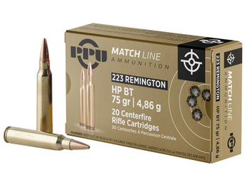 PPU PPM2232 Match 223Rem 75gr Hollow Point Boat Tail 20 Per Box/50 Case
