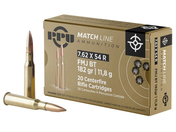 PPU PPM7 Match 7.62x54mmR 182gr Full Metal Jacket 20 Per Box/10 Case