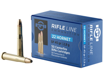 PPU PP22H Standard Rifle 22Hornet 45gr Soft Point 50 Per Box/20 Case