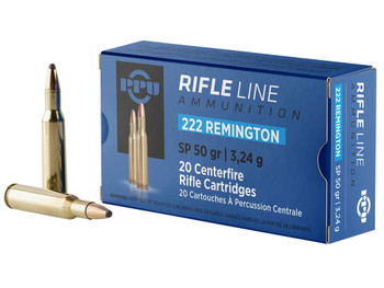 PPU PP222 Standard Rifle 222Rem 50gr Soft Point 20 Per Box/50 Case