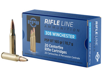 PPU PP3082 Standard Rifle 308Win 165gr Pointed Soft Point Boat Tail 20 Per Box/10 Case