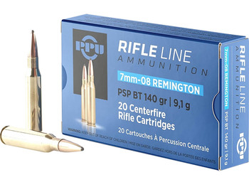 PPU PP708 Metric Rifle 7mm-08Rem 140gr Pointed Soft Point Boat Tail 20 Per Box/10 Case