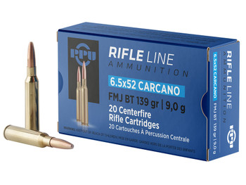 PPU PP6CF Metric Rifle 6.5x52mmCarcano 139gr Full Metal Jacket Boat Tail 20 Per Box/10 Case