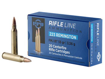 PPU PP223F1 Standard Rifle 223Rem 55gr Full Metal Jacket Boat Tail 20 Per Box/50 Case