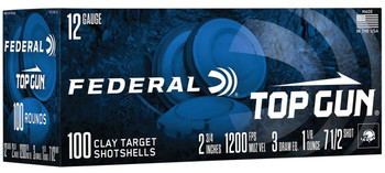 Federal Top Gun 12 Gauge Shotshell Ammunition, 2 3/4 Inch, 1200 FPS, 1 1/8 Ounce, #7 1/2 Shot - 100 Cartridge Box ( 25 / 4 / 1 )