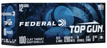 Federal Top Gun 12 Gauge Shotshell Ammunition, 2 3/4 Inch, 1200 FPS, 1 1/8 Ounce, #8 Shot - 100 Cartridge Box ( 100 / 1 )