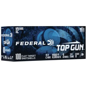 Federal Top Gun 12 Gauge Shotshell Ammunition, 2 3/4 Inch, 1200 FPS, 1 1/8 Ounce, #8 Shot - 100 Cartridge Box ( 100 / 1 )