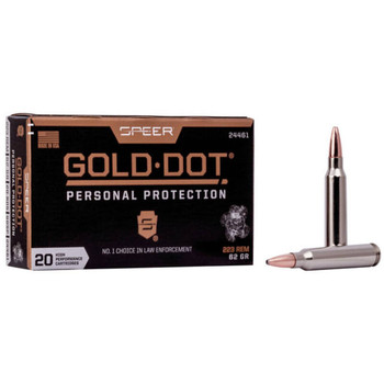Speer Gold Dot Hyper Velocity Centerfire Ammunition, 223 Remington, Soft Point, 62 Grain - 20 Cartridge Box ( 20 / 1 )