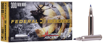 Federal Terminal Ascent Hyper Velocity Centerfire Ammunition, 300 Win Mag, Terminal Ascent, 200 Grain - 20 Cartridge Box ( 20 / 1 )