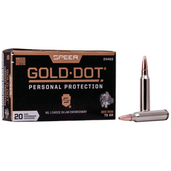 Speer Gold Dot Hyper Velocity Centerfire Ammunition, 223 Remington, Soft Point, 75 Grain - 20 Cartridge Box ( 20 / 1 )