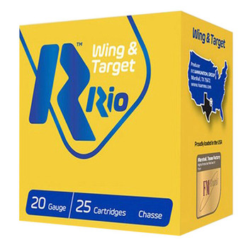 Rio Ammunition Wing & Target 20 Gauge Shotshell Ammunition, 2 3/4 Inch, 1250 FPS, 2/3 Ounce, #7 1/2 Shot - 25 Cartridge Box ( 25 / 1 )