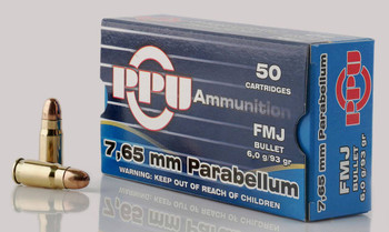 PPU PPH765P Handgun  7.65x21mm Parabellum 93 gr Full Metal Jacket 50 Per Box 20 UPC: 8605003813231
