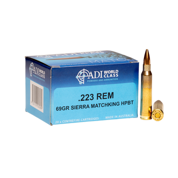 ADI World Class .223 REM 69 Grain Sierra MatchKing BOX20 UPC: 9332153003289