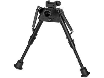 Harris Bipods S-BRMP Swivel BR Picatinny, 6-9", Black Steel/Aluminum, Notched Legs, Rubber Feet