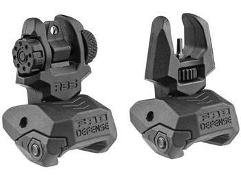 FAB Defense FXFRBS Front/Rear Folding Back-Up Sights AR-15/ M16/ M4 Low Profile Dual Aperture Rear Sight Black Polymer and Metal