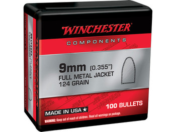 Winchester Ammo WB9MC124X Centerfire Handgun Reloading 9mm 124gr Full Metal Jacket 100 Per Box/10 Case