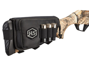 Hunters Specialties 01621 Buttstock Shell Holder W/Pouch Holds 3 Rounds Black Polyester