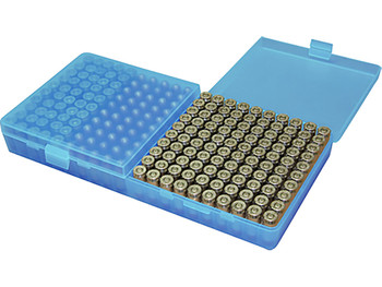 MTM Case-Gard P200924 Ammo Box Flip-Top 9mmLuger/380ACP Handgun Clear Blue Polypropylene 200rds