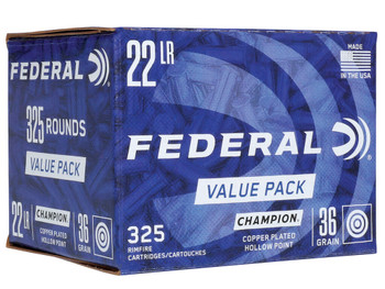 Federal 725 Champion Training Value Pack 22LR 36gr Copper Plated Hollow Point 325 Per Box/10 Case