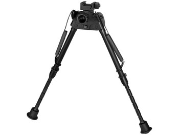 Harris Bipods S-LMP Swivel L Picatinny, 9-13", Black Steel/Aluminum, Notched Legs, Rubber Feet
