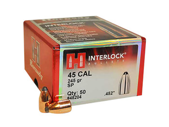 Hornady 45204 InterLock 45 Cal .452 245 gr Spire Point 50 Per Box/ 15 Case