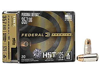 Federal P357SHST1S Premium Personal Defense 357Sig 125gr HST Jacketed Hollow Point 20 Per Box/10 Case