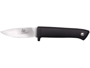Cold Steel CS36LPMF Pendleton Mini Hunter 3" Fixed Plain Stonewashed AUS10A SS Blade, 3.63" Black Textured Kray-Ex Handle