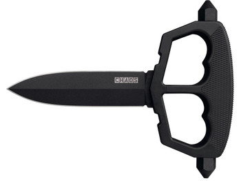 Cold Steel CS80NT3 Chaos Push Knife 5" Fixed Plain Black Matte Powder Coat SK-5 Steel Blade/ Black w/D-Guard Handle Griv-Ex w/Overmold Kray-Ex Handle Includes Belt Loop/Sheath