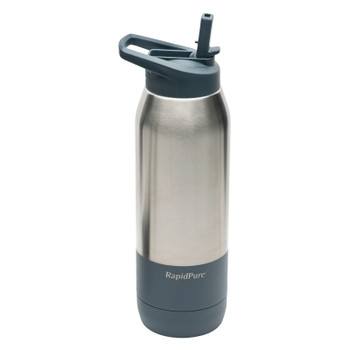 RapidPure 01600124 RapidPure Purifier For Most 2.5 Water Bottles Silver Stainless Steel 3.5 x 3.5 x 11.1 Includes Ultralight Straw UPC: 707708201240