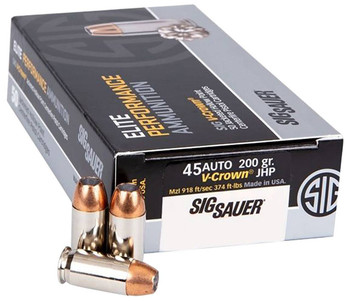 Sig Sauer E45AP150 Elite Defense  45 ACP 200 gr VCrown Jacketed Hollow Point VJHP 50 Per Box20 UPC: 798681537709