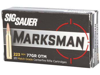 Sig Sauer E223M120 Marksman 223 Rem 77 gr Open Tip Match 20 Per Box/ 25 Case