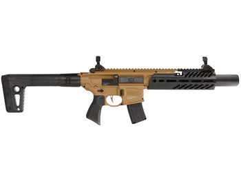 Sig Sauer Airguns AIRMCXCANEBRAKE MCX Canebrake Air CO2 (Not Included) 177 Pellet 30rd, FDE Metal Rec, Removable Fixed Black Synthetic Stock, Flat Trigger, Flip-Up Sights