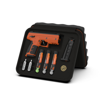 Byrna Technologies SK68300ORNKINETIC SD Kinetic Kit CO2 .68 Cal 5rd Orange Polymer Black Rubber Honeycomb Grip C02  15 Projectiles Included UPC: 810042110861
