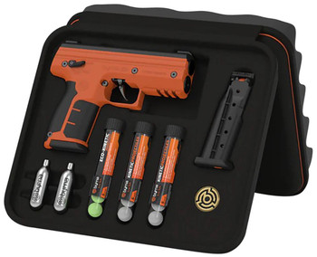 Byrna Technologies SK68300ORNKINETIC SD Kinetic Kit CO2 .68 Cal 5rd Orange Polymer Black Rubber Honeycomb Grip C02  15 Projectiles Included UPC: 810042110861