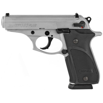 Bersa THUN380PNKL15 Thunder Plus SubCompact Frame 380 ACP 151 3.50 Nickel Steel Barrel Nickel Cerakote Serrated Steel Slide Nickel Cerakote Aluminum Frame wBeavertail Black Rubber Grip UPC: 810083200170
