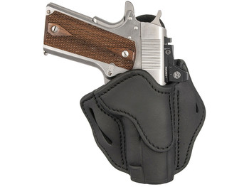 1791 Gunleather ORBH1SSBLR BH1 Optic Ready OWB Stealth Black Leather Belt Slide Fits 4-5" 1911 Right Hand