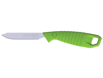 HME HMEKN-PRBBM Super Lite Replace a Blade Tanto Plain Stainless Steel Blade/Green TPR Handle Includes 5 Replacement Blades/Sheath