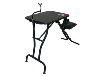 Birchwood Casey MSB100 Ultra Steady Shooting Bench Black Steel, Folding Seat, Pockets & Adjustable Rubber Coated Gun Rest 21" W x 28" L
