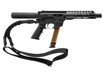 FREEDOM ORDNANCE FX9P8T FX-9 9mm Luger 32+1 8", Black, M-LOK Handguard, Padded Buffer Tube, A2 Grip, 3" Faux Suppressor, Includes Sling
