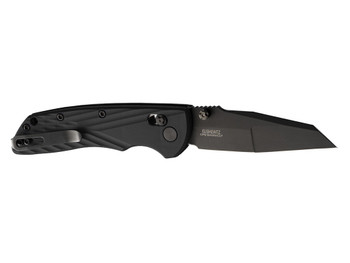 Hogue Deka 3.25" Folding Wharncliffe Plain Black Cerakote CPM MagnaCut SS Blade, Black Crosshatch Textured GRN Handle, Includes Pocket Clip