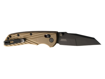 Hogue Deka 3.25" Folding Wharncliffe Plain Black Cerakote CPM MagnaCut SS Blade, FDE Crosshatch Textured GRN Handle, Includes Pocket Clip
